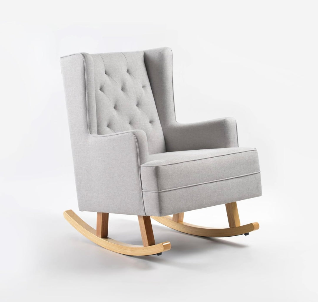 Cuddles Collection Nursery Rocking Chair and Footstool - Chester Grey