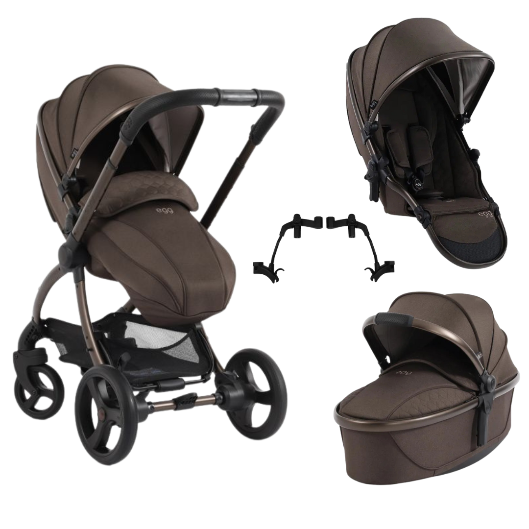 egg3 Tandem Double Stroller - Chocolate Velvet