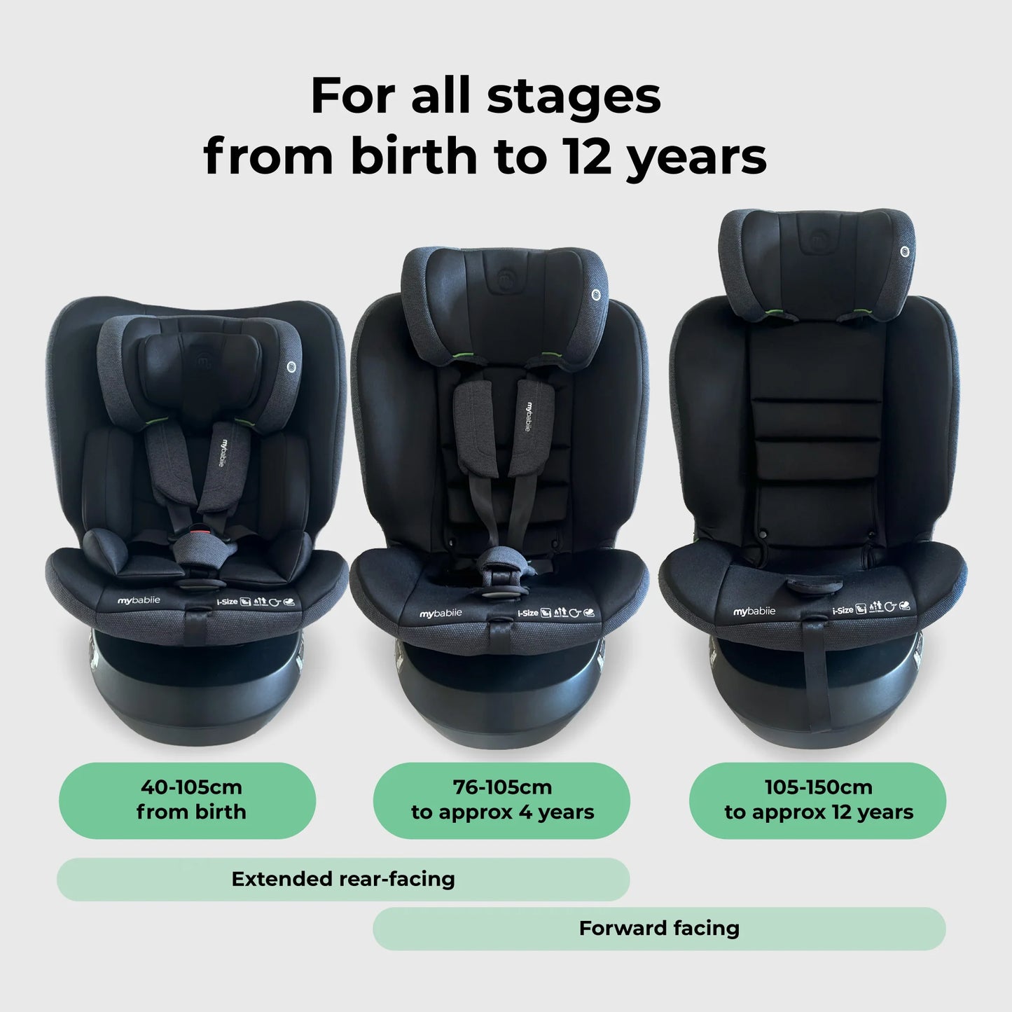 My Babiie MBCS200 Spin R129 Car Seat with Top Tether - Black