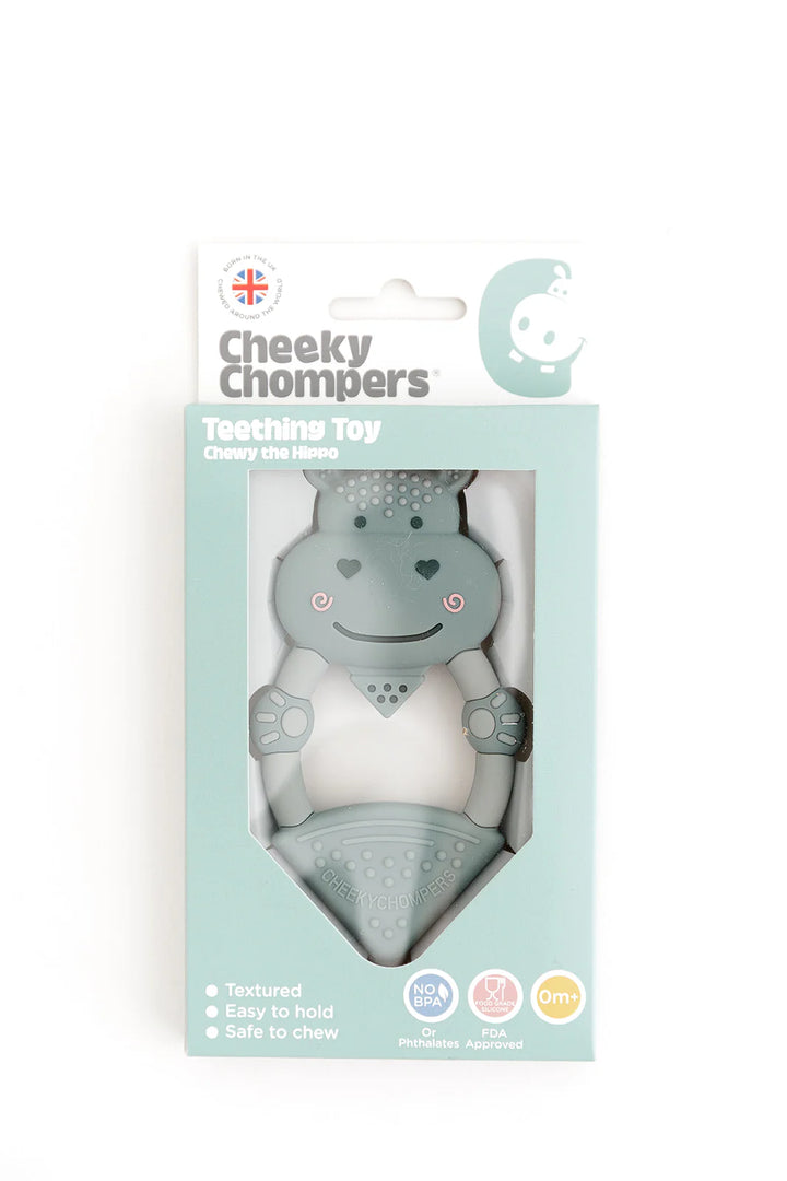 Cheeky Chompers Chewy Hippo Teething Gift Box - Sage