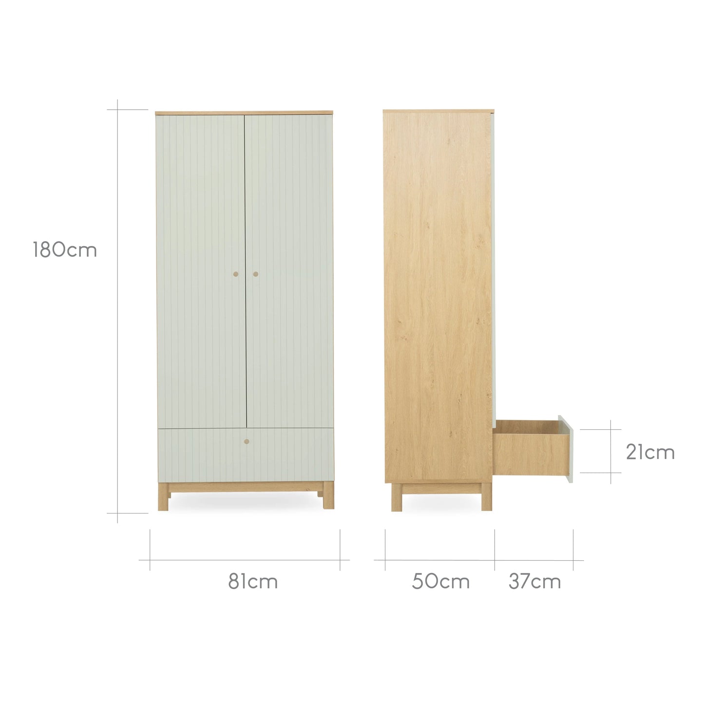 EX DISPLAY CuddleCo Remi 3 Piece Nursery Furniture Set - Oak & Green (LOCAL DELIVERY OR COLLECTION)