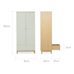 EX DISPLAY CuddleCo Remi 3 Piece Nursery Furniture Set - Oak & Green (LOCAL DELIVERY OR COLLECTION)