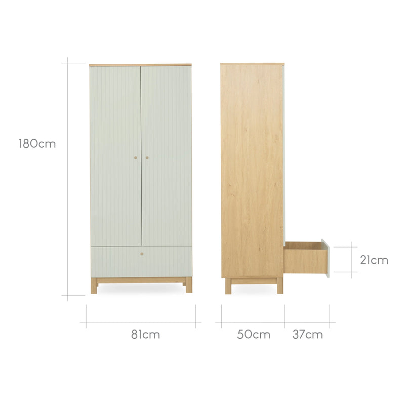 EX DISPLAY CuddleCo Remi 3 Piece Nursery Furniture Set - Oak & Green (LOCAL DELIVERY OR COLLECTION)