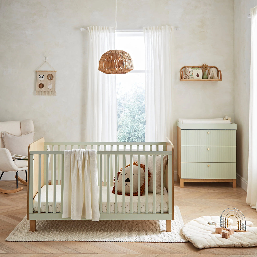 CuddleCo Remi 2 Piece Nursery Furniture Set - Oak & Green