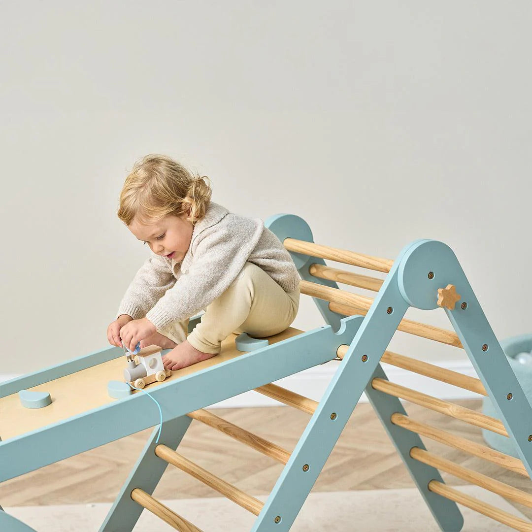 Tutti Bambini Scala Montessori 3 In 1 Pikler Climbing Frame With Climbing Wall - Ocean Stone