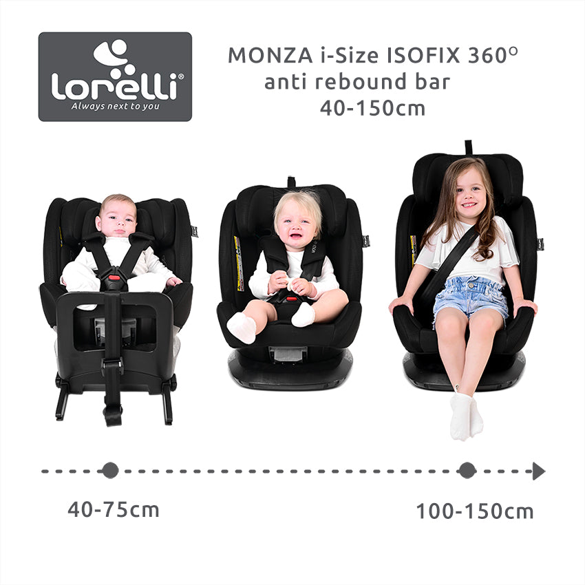 Lorelli Monza i-Size Isofix 360° Rotating Car Seat – Black