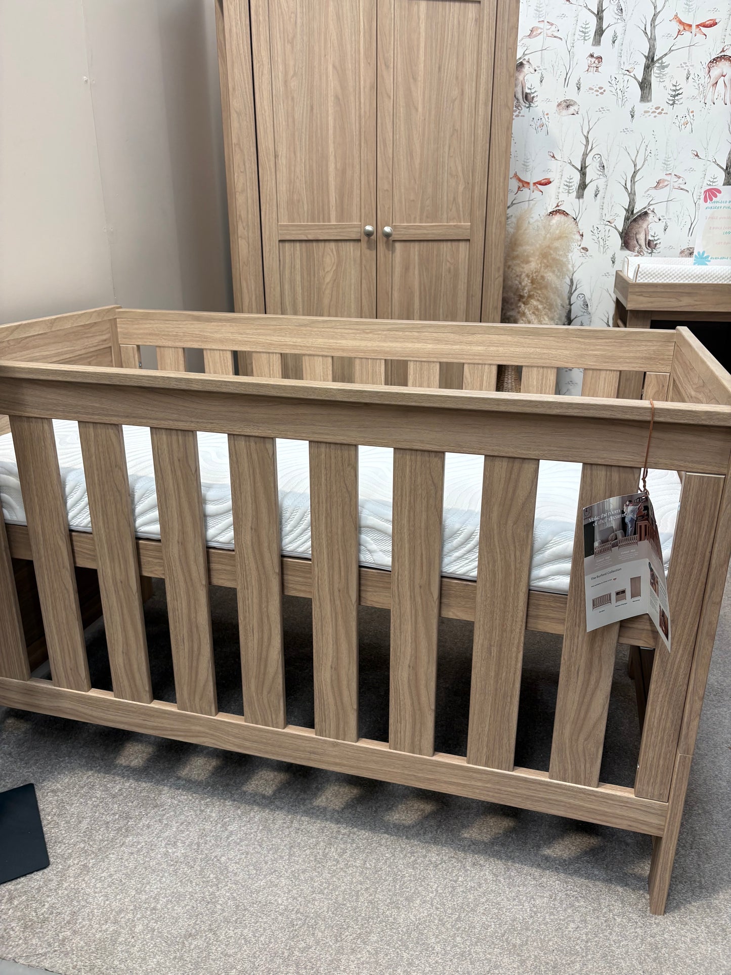 EX DISPLAY CuddleCo Burford 3 Piece Nursery Furniture Set - Oak (COLLECTION OR LOCAL DELIVERY ONLY)