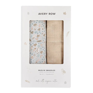 Avery Row Extra Large Organic Baby Muslins, Set of 2 - Nature Trail/Natural