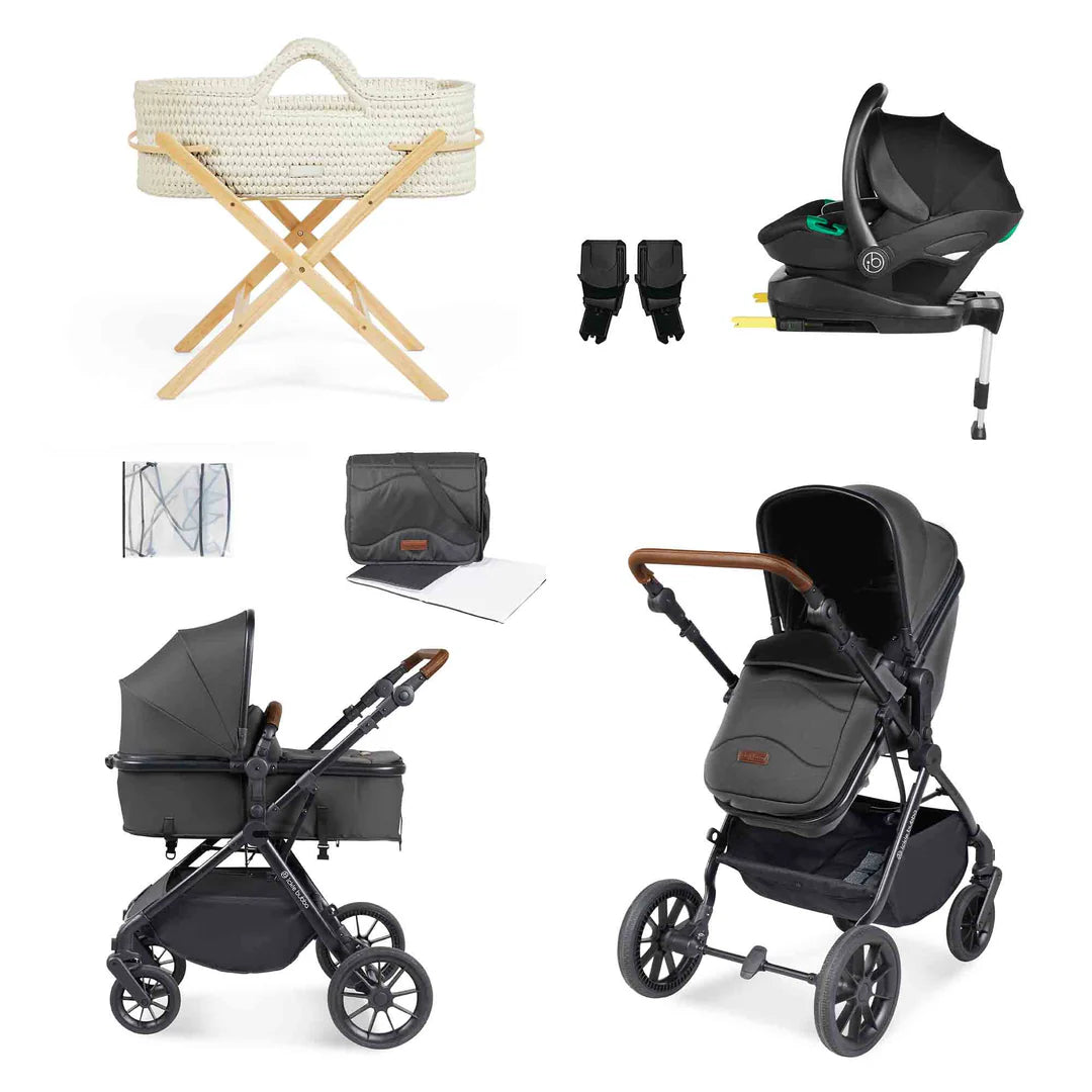 Ickle Bubba Cosmo All In One I-Size Travel System & Nova Moses Basket - Graphite