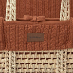 The Little Green Sheep Organic Knitted Moses Basket, Mattress & Natural Foldable Stand - Terracotta
