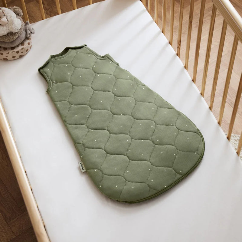 The Little Green Sheep Organic Quilted Baby Sleeping Bag - Juniper with Sage - 2.5 Tog
