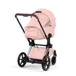 Cybex Priam Style Luxury Travel System Bundle Inc Foldable Carrycot - Peach Pink/Matt Black