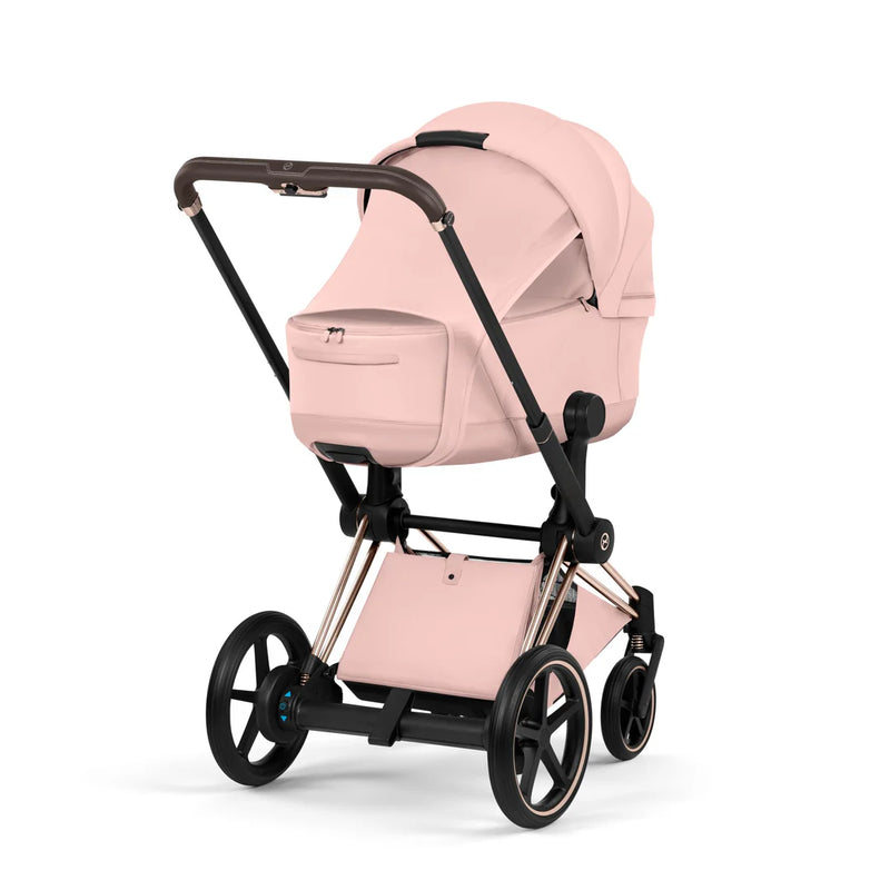 Cybex Priam Style Luxury Travel System Bundle Inc Foldable Carrycot - Peach Pink/Matt Black