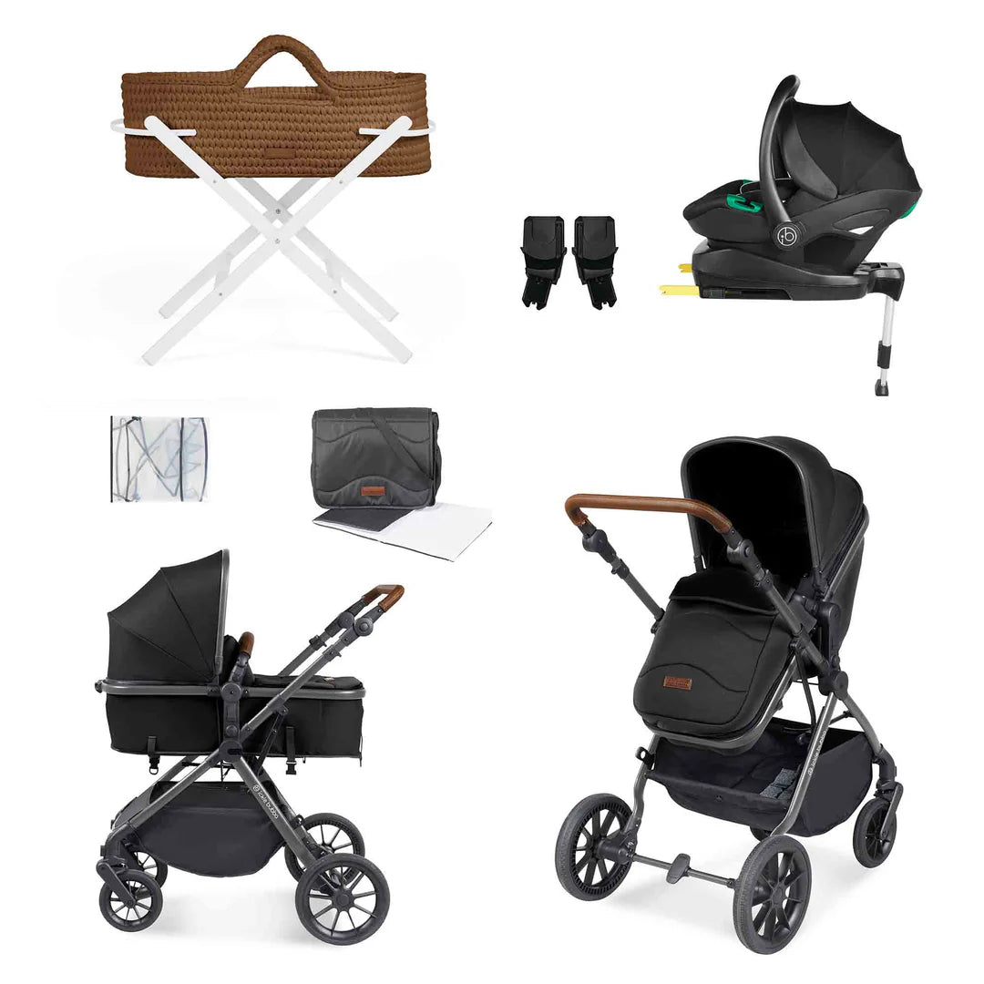 Ickle Bubba Cosmo All In One I-Size Travel System & Nova Moses Basket - Black
