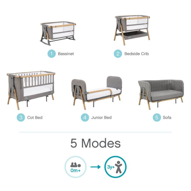Tutti Bambini CoZee XL Bedside Crib and Cot – Scandinavian Walnut