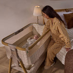 Tutti Bambini Cozee Sense Bedside Crib - Toasted Oak/Sand