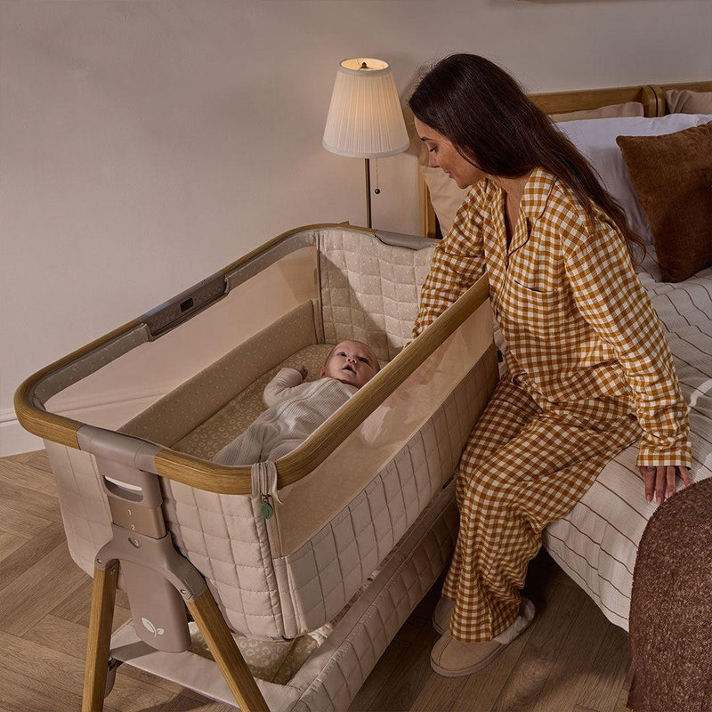 Tutti Bambini Cozee Sense Bedside Crib - Toasted Oak/Sand