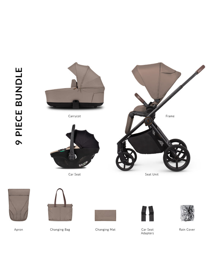 Venicci Claro2 9 Piece Travel System Bundle - Almond