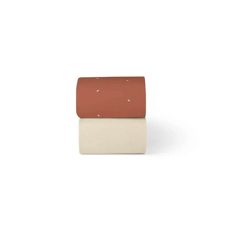 The Little Green Sheep Organic Moses Basket Fitted Sheets - Terracotta/Linen Rice