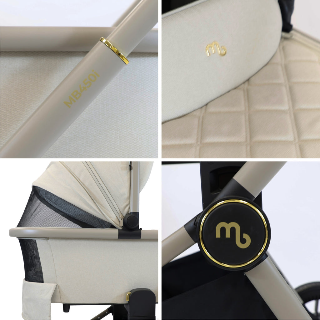 My Babiie MB450i 3in1 Travel System with Rotating Car Seat + Base - Ivory