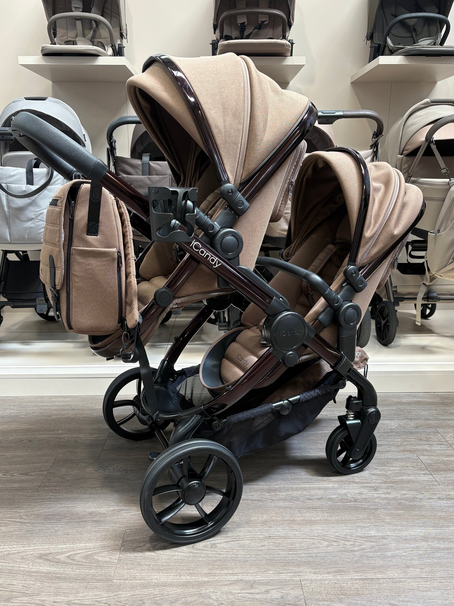 PRE LOVED iCandy Peach 7 Twin Pushchair Bundle - Coco