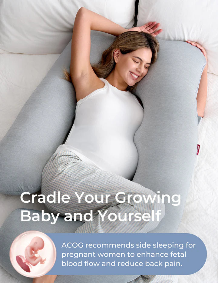 Momcozy Dreamlign U Pro Cool Feeling Maternity Pillow - Grey