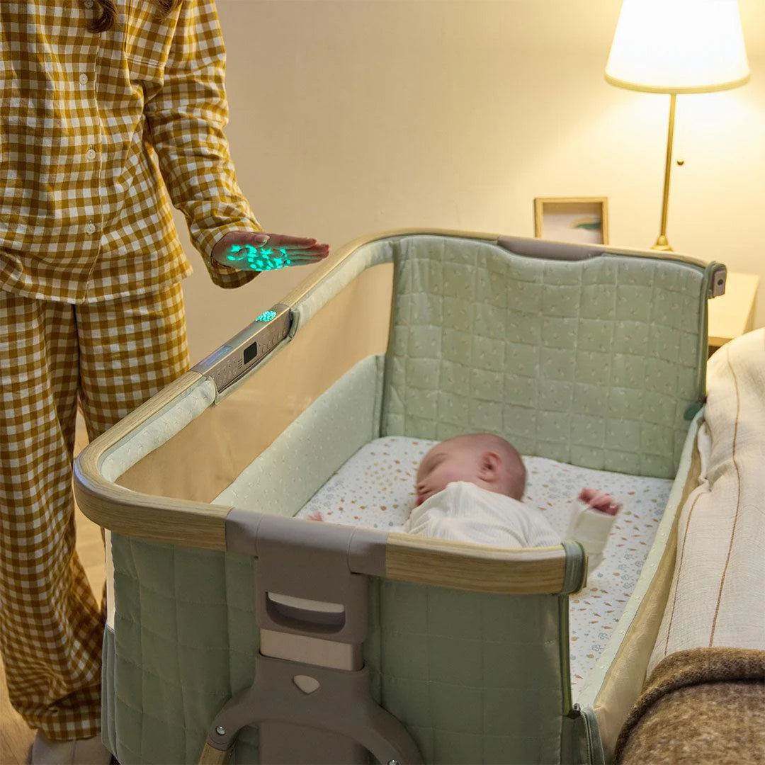 Tutti Bambini Cozee Sense Bedside Crib - Drifted Oak/Eucalyptus