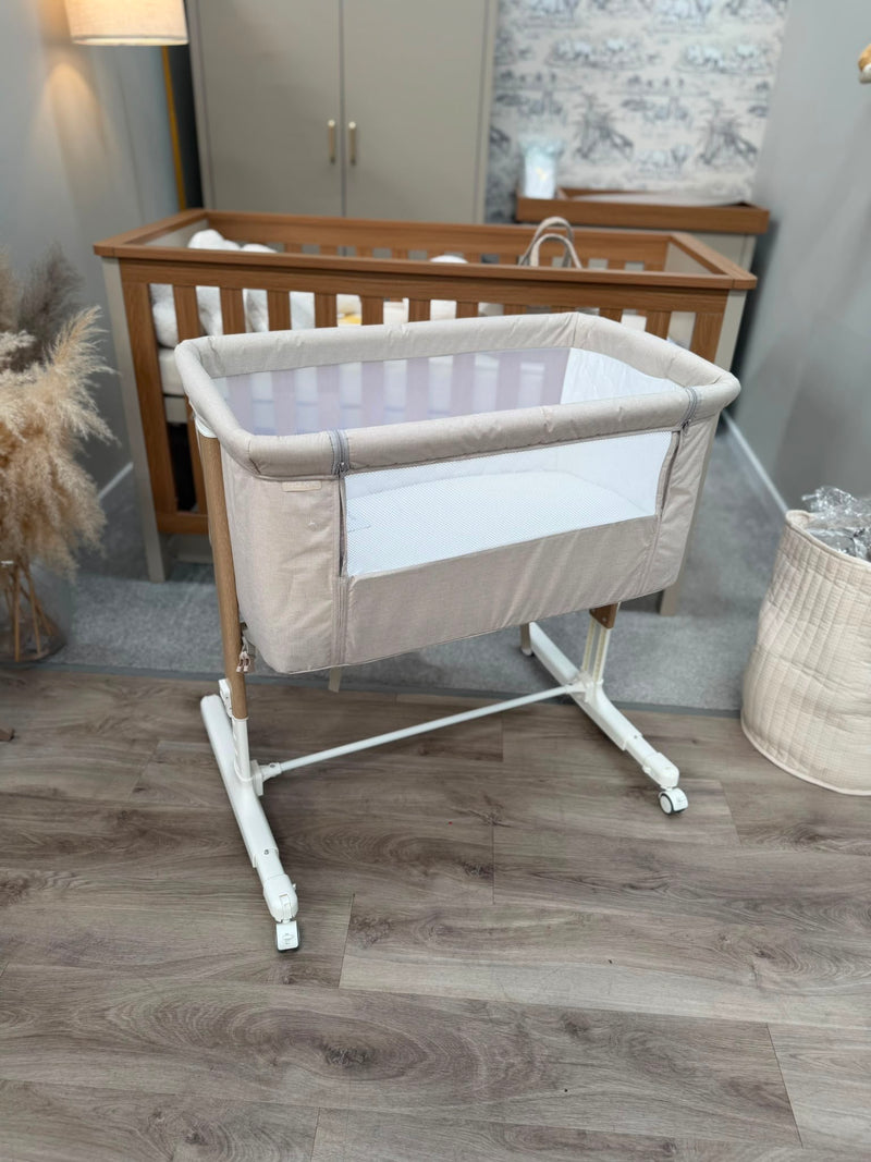 EX DISPLAY Redkite Rockabye Bedside Crib - Oatmeal