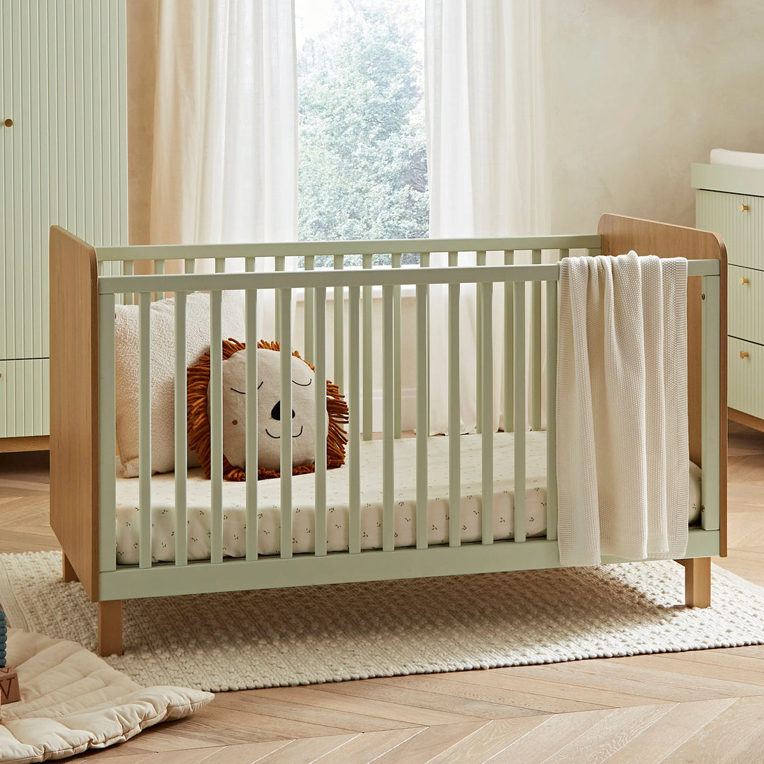 CuddleCo Remi 2 Piece Nursery Furniture Set - Oak & Green