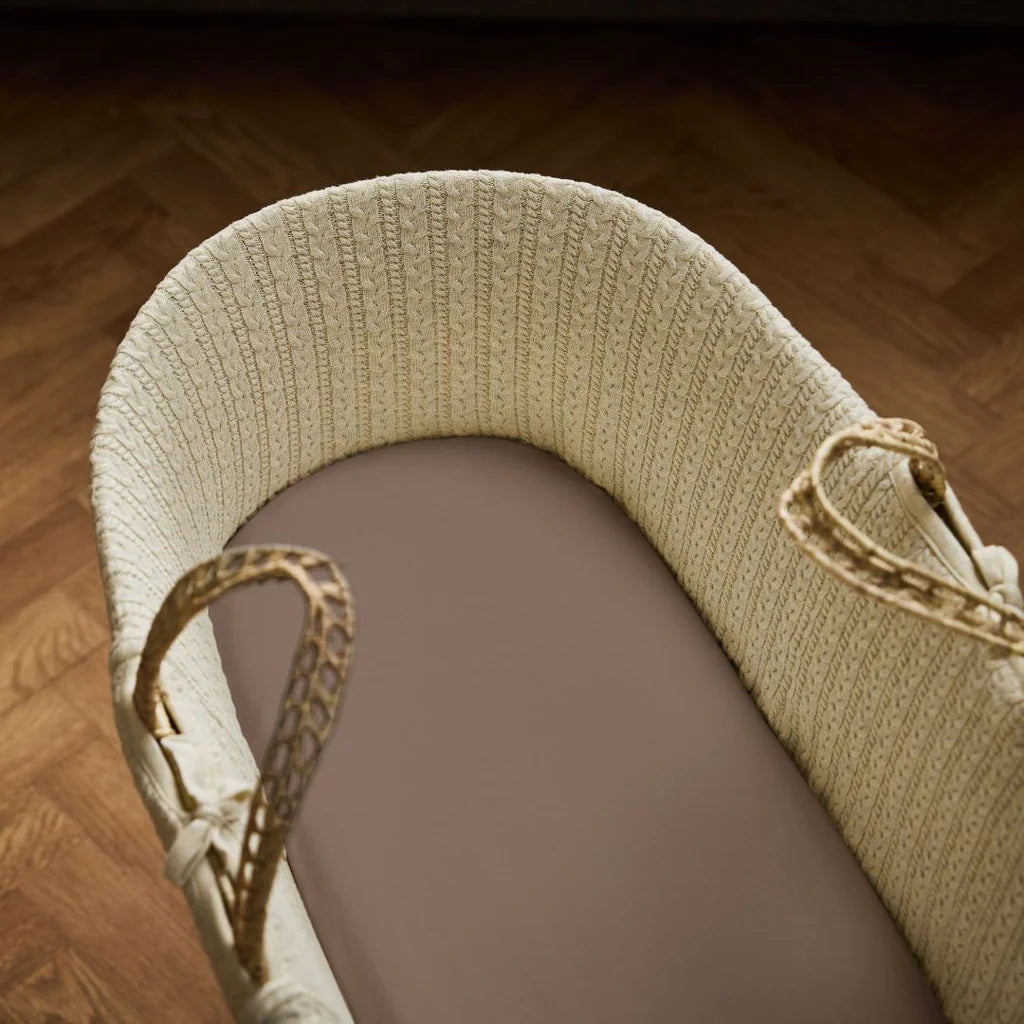 The Little Green Sheep Organic Moses Basket Fitted Sheets - Cocoa