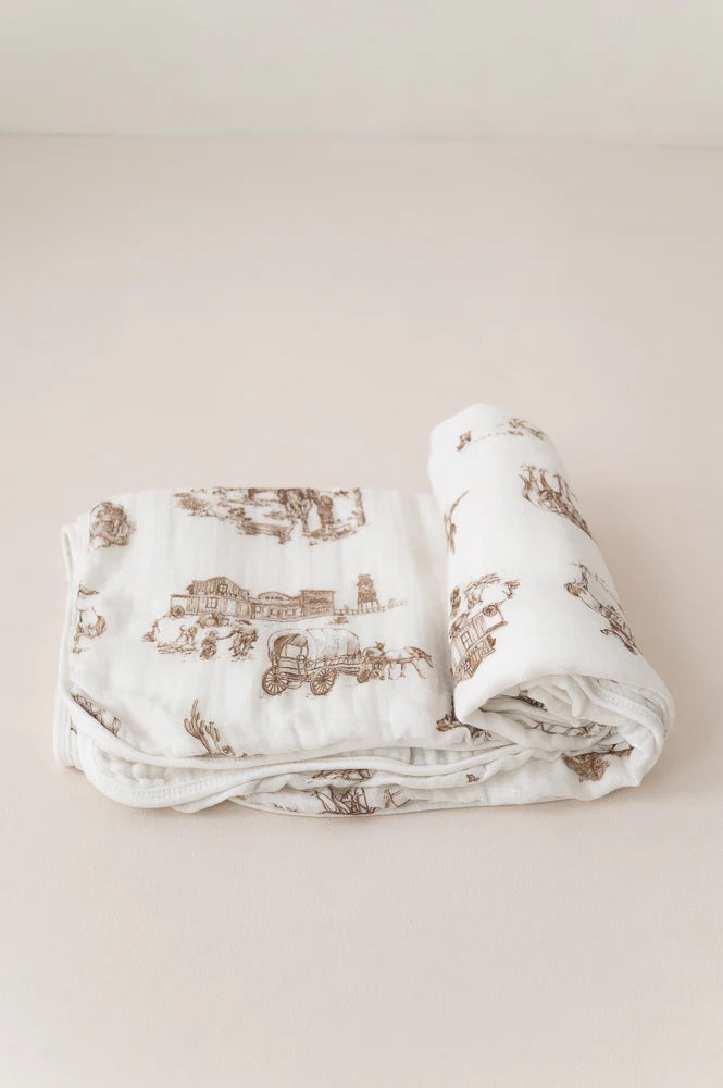 The Gilded Bird Western Toile Bamboo Baby Blanket