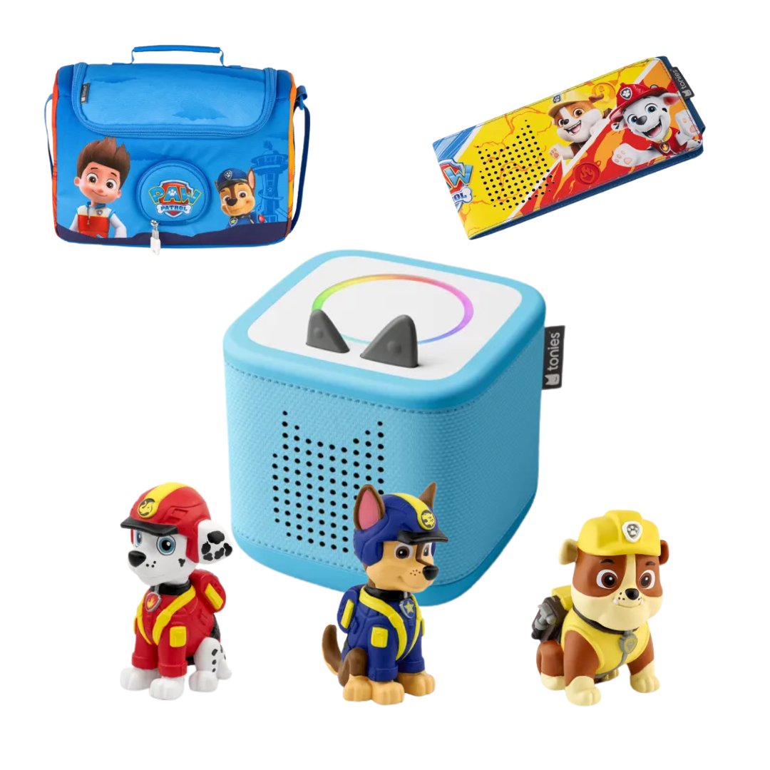 tonies Paw Patrol Bundle – Toniebox 2 + Figures + Listen & Play Bag + Sleeve