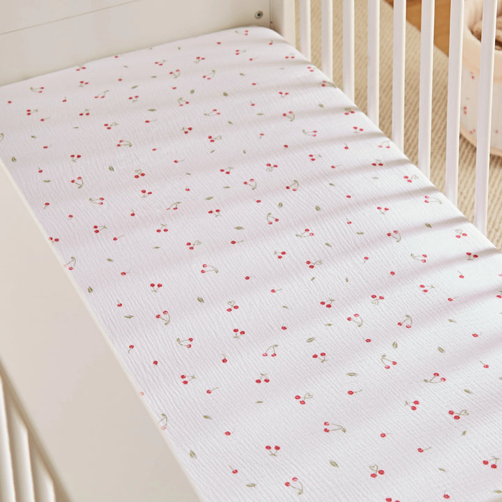 CuddleCo 2 Pack Cot Bed Sheets - Ditsy Cherry