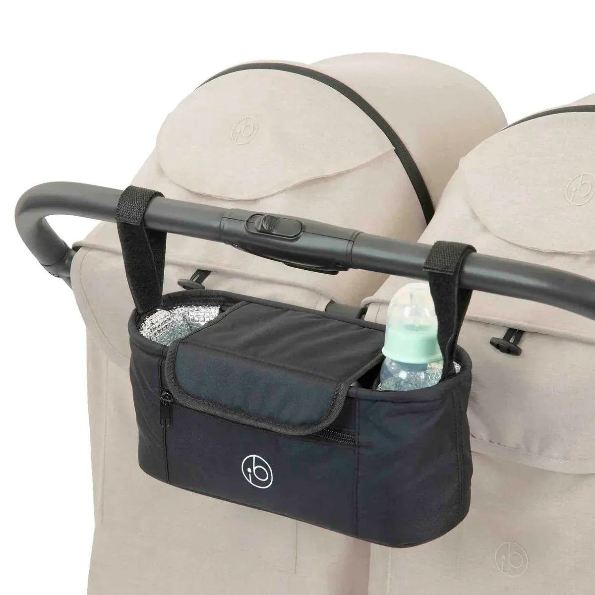 Ickle Bubba Aries Double Prime Autofold Stroller Bundle - Stone