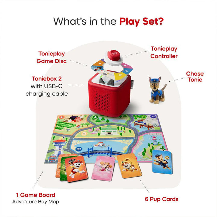 tonies Toniebox 2 Play Set with Paw Patrol Chase Tonie, Tonieplay Game & Tonieplay Controller - Cloud Pink