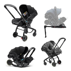 Doona X Recline Car Seat & Stroller with Isofix Base & Rain Cover Bundle - Nitro Black + FREE Essentials Bag Worth £54.99!