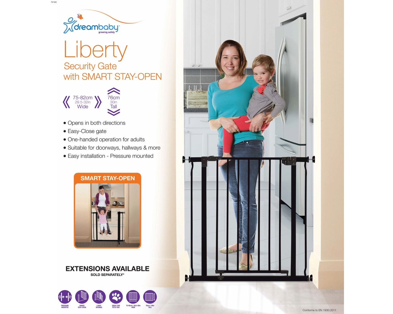Liberty Security Gate With Smart Stay-Open Feature- Black