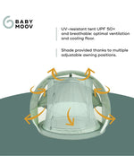 Babymoov Moov & Protect Anti UV Cooling Tent 50+ UPF - Green Lagoon