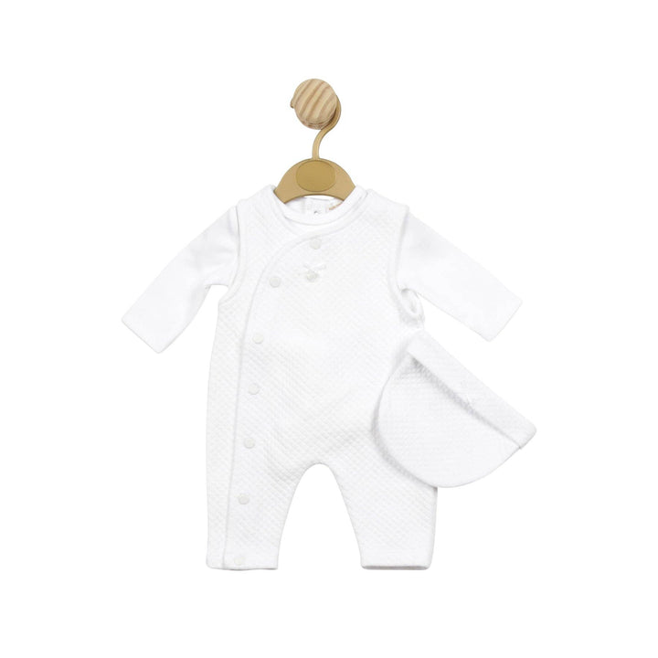 Body, Dungaree & Hat Set - White