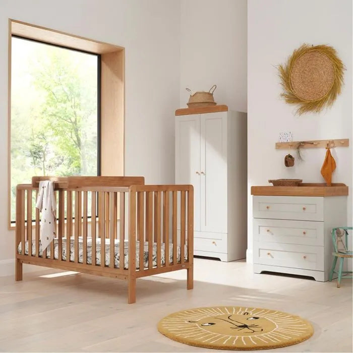 Tutti Bambini Malmo And Rio 3 Piece Nursery Furniture Set - Dove Grey/Oak