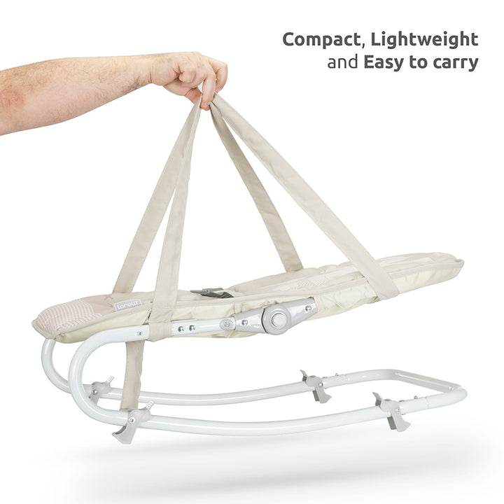 Lorelli Aspen 3in1 Travel System Bundle with Aria Luxe Car Seat, Millie Crib, Eliza Bouncer & Bonbon Highchair - Black/Beige