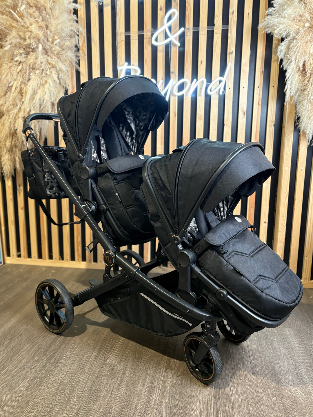 PRE LOVED My Babiie MB33 Twin Pushchair - Black Leopard