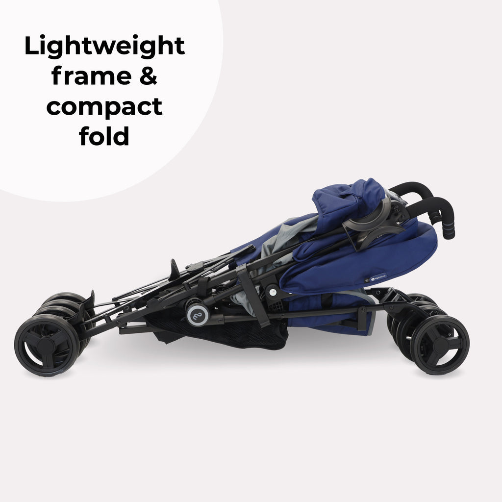 My Babiie MB02 Plus Lightweight Stroller - Blue/Grey