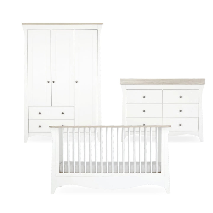 CuddleCo Clara Luxe 3 Piece Furniture Set - White & Ash