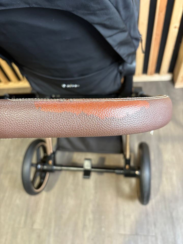 PRE LOVED Cybex Priam Pushchair inc. Cloud T Car Seat - Sepia Black on Rose Gold
