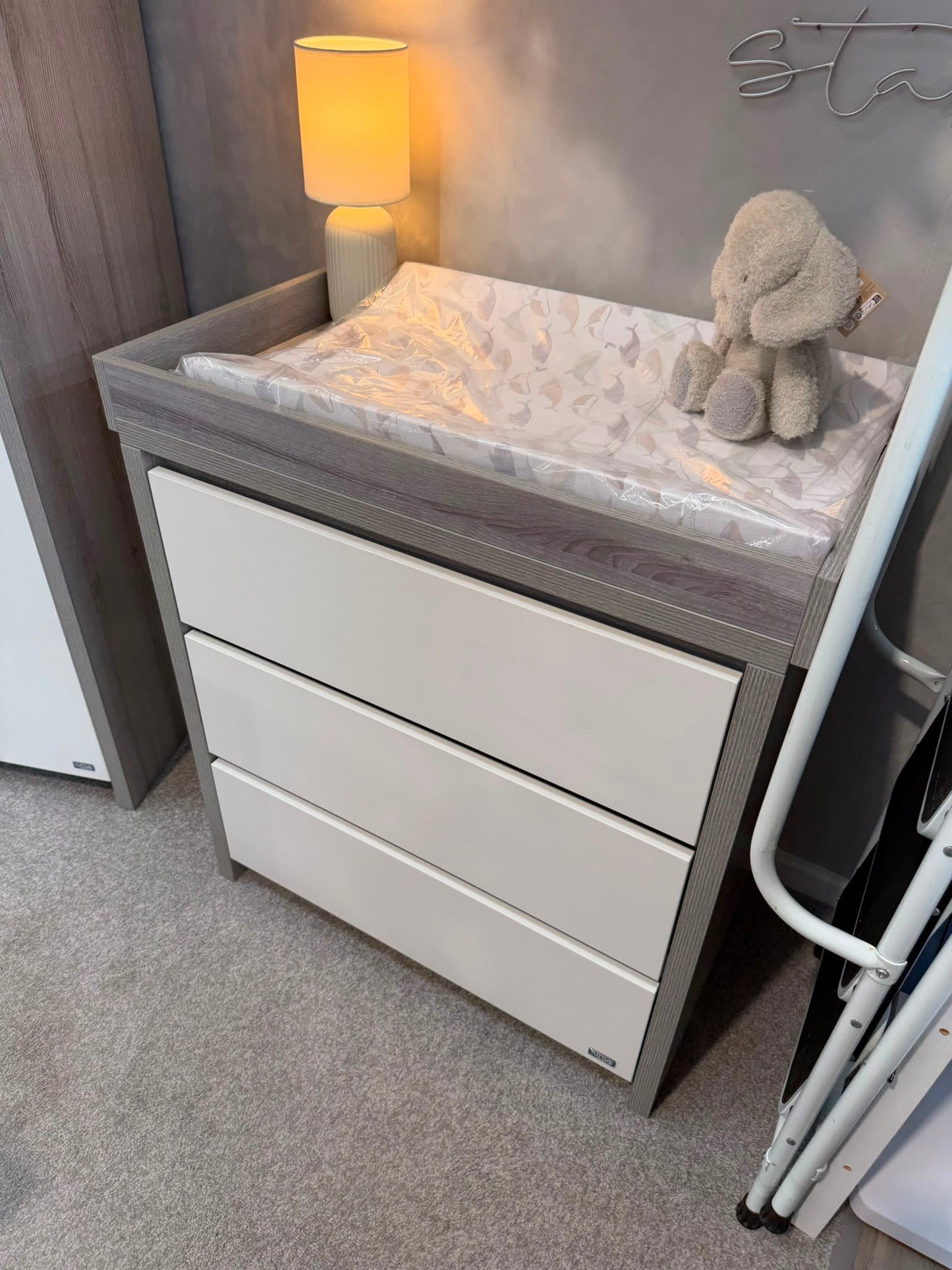 EX DISPLAY Tutti Bambini Modena 2 Piece Cot Bed & Drawers - Grey/White COLLECTION OR LOCAL DELIVERY ONLY