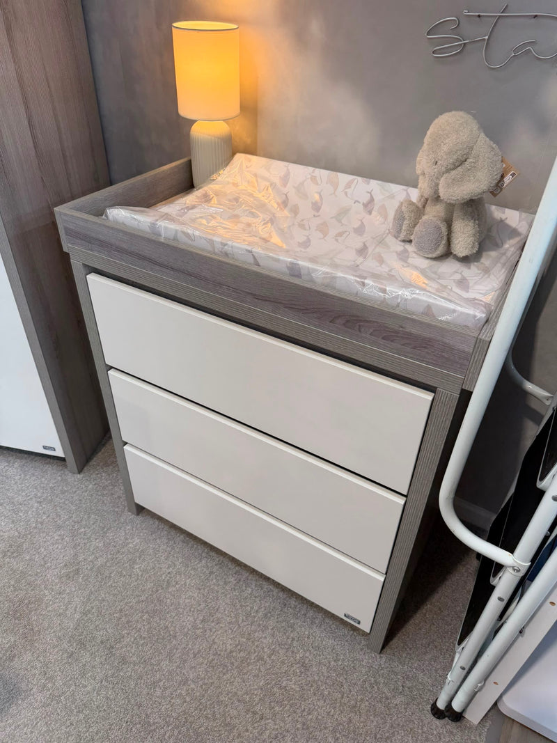 EX DISPLAY Tutti Bambini Modena 2 Piece Cot Bed & Drawers - Grey/White COLLECTION OR LOCAL DELIVERY ONLY