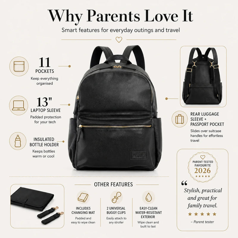 Kiin Allis Baby Lux Changing Backpack - Black