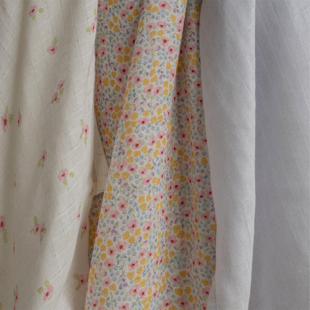Avery Row 3 Pack Organic Baby Muslin Squares - Wildflower Garden