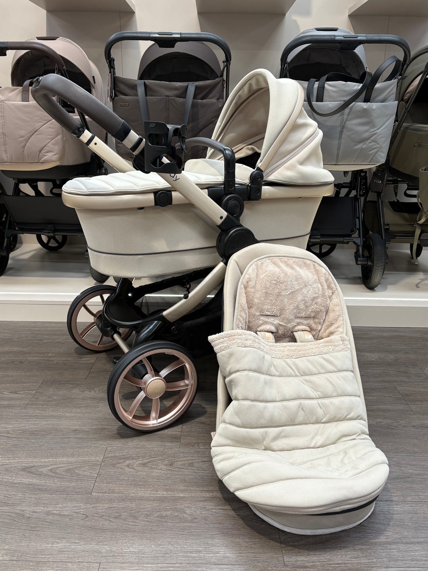 PRE LOVED iCandy Peach 7 Pram, Pushchair + Accessories - Biscotti